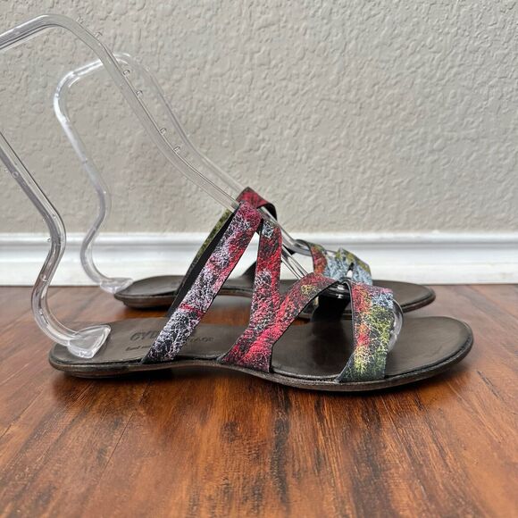 CYDWOQ Vintage Strappy Open-Toe Sandals Artsy Multi Leather USA MADE - Picture 5 of 12